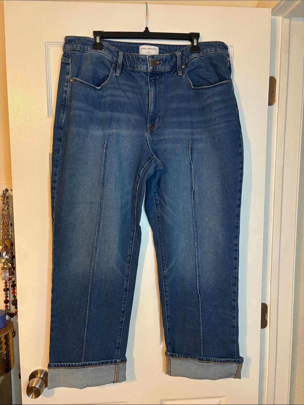 Lane Bryant Relaxed Straight Leg Jeans with Cuffed Hem-Size 16